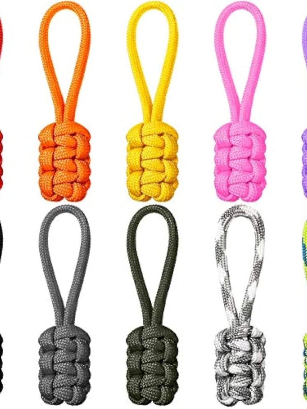 10 Pieces Zipper Pulls Tab Universal Nylon Repair Kit, Assorted Colors